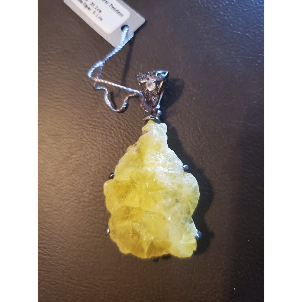 Starborn Creations 925 Silver Pendant With Large Brucite And White Topaz - Picture 6 of 11